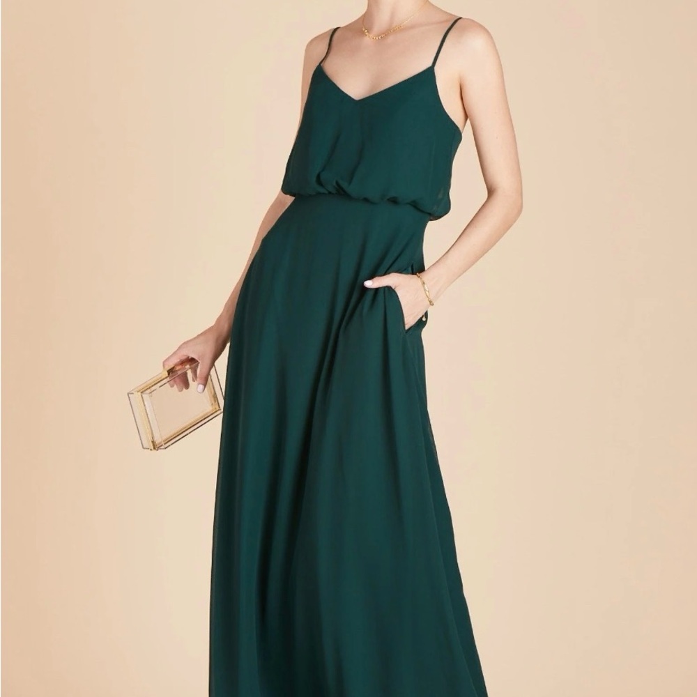 Birdy Grey Gwennie Maxi Dress w/V-Neck in Chiffon Emerald - Small